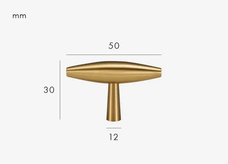 Bouton de meuble ovale en laiton doré brillant