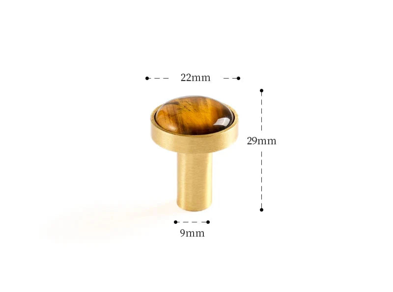 Bouton élégant en laiton, pierre naturelle marron clair