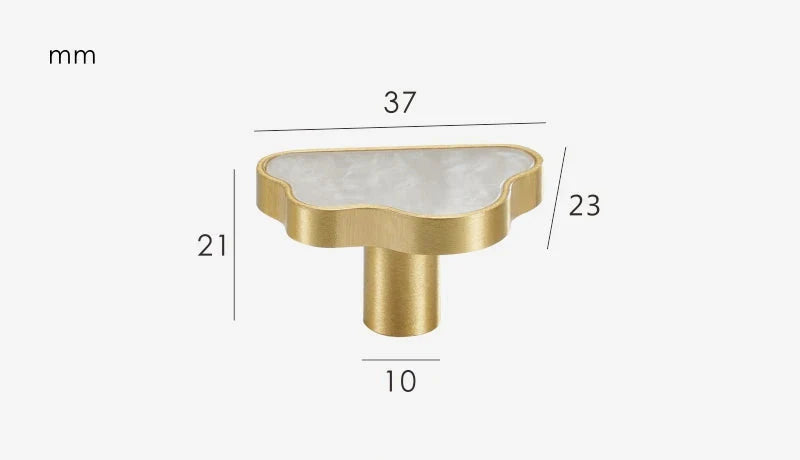Bouton de meuble en forme de nuage blanc en laiton