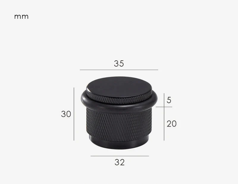 Butoir de porte noir en laiton, vue de face