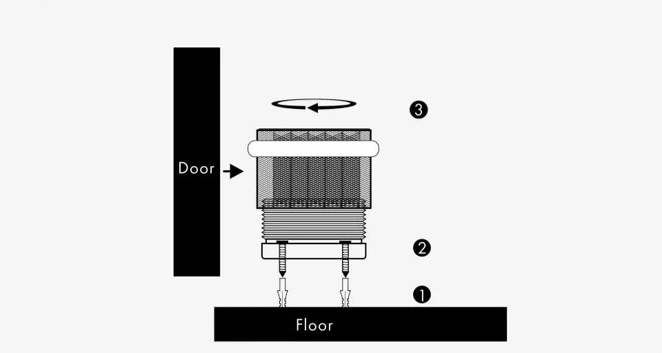 Gros plan sur le matériau chromé du butoir de porte