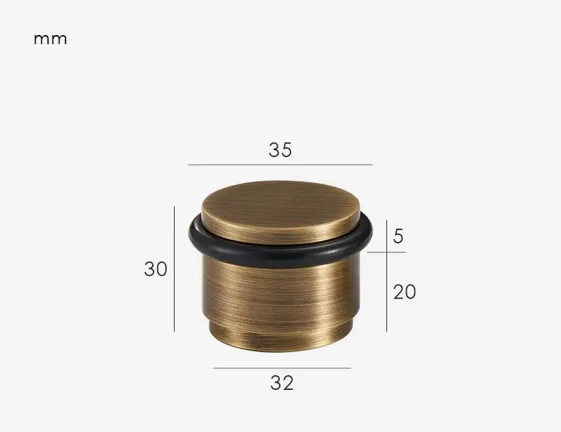 Butoir de porte en laiton bronze sur fond blanc