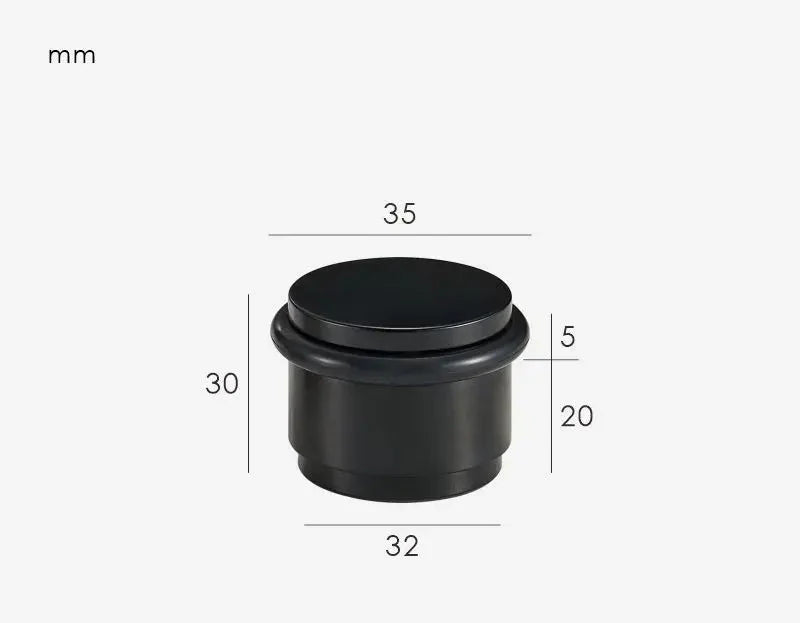 Butoir de porte noir en laiton sur fond blanc