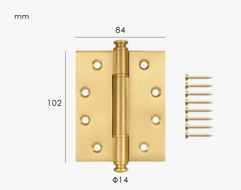 Charnière en laiton or brossé pour meuble, vue de côté