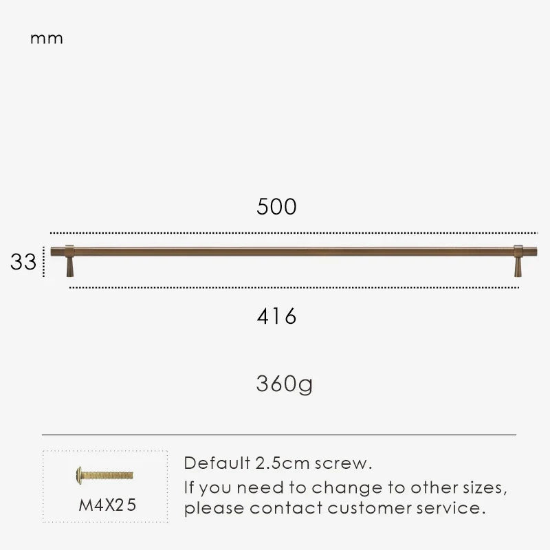 Poignée bronze minimaliste sur meuble en bois