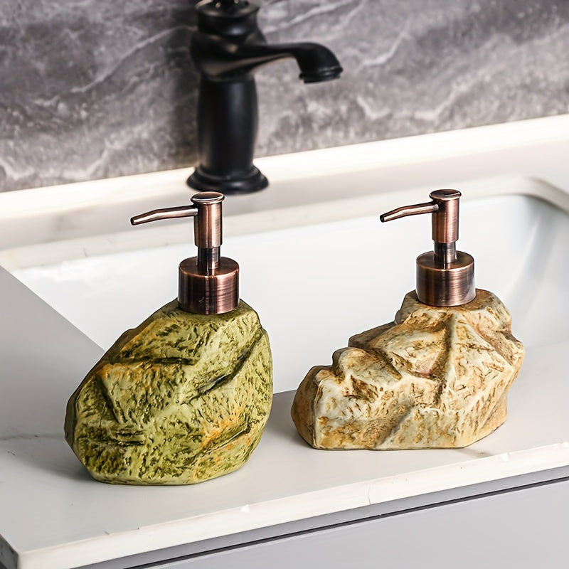 Vue rapprochée de la texture marbrée du distributeur