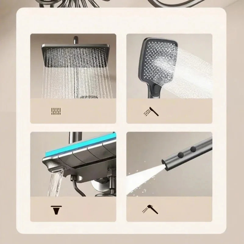 Détail du pommeau de douche avec jets réglables