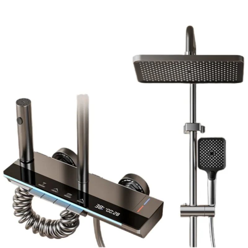 Colonne de douche avec mitigeur blanc et accents gris