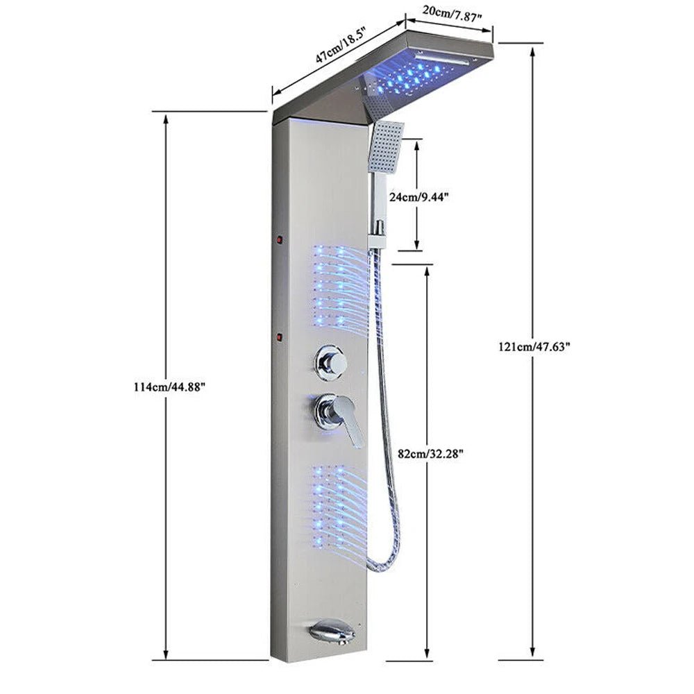 Tête de douche pluie large avec éclairage LED bleu