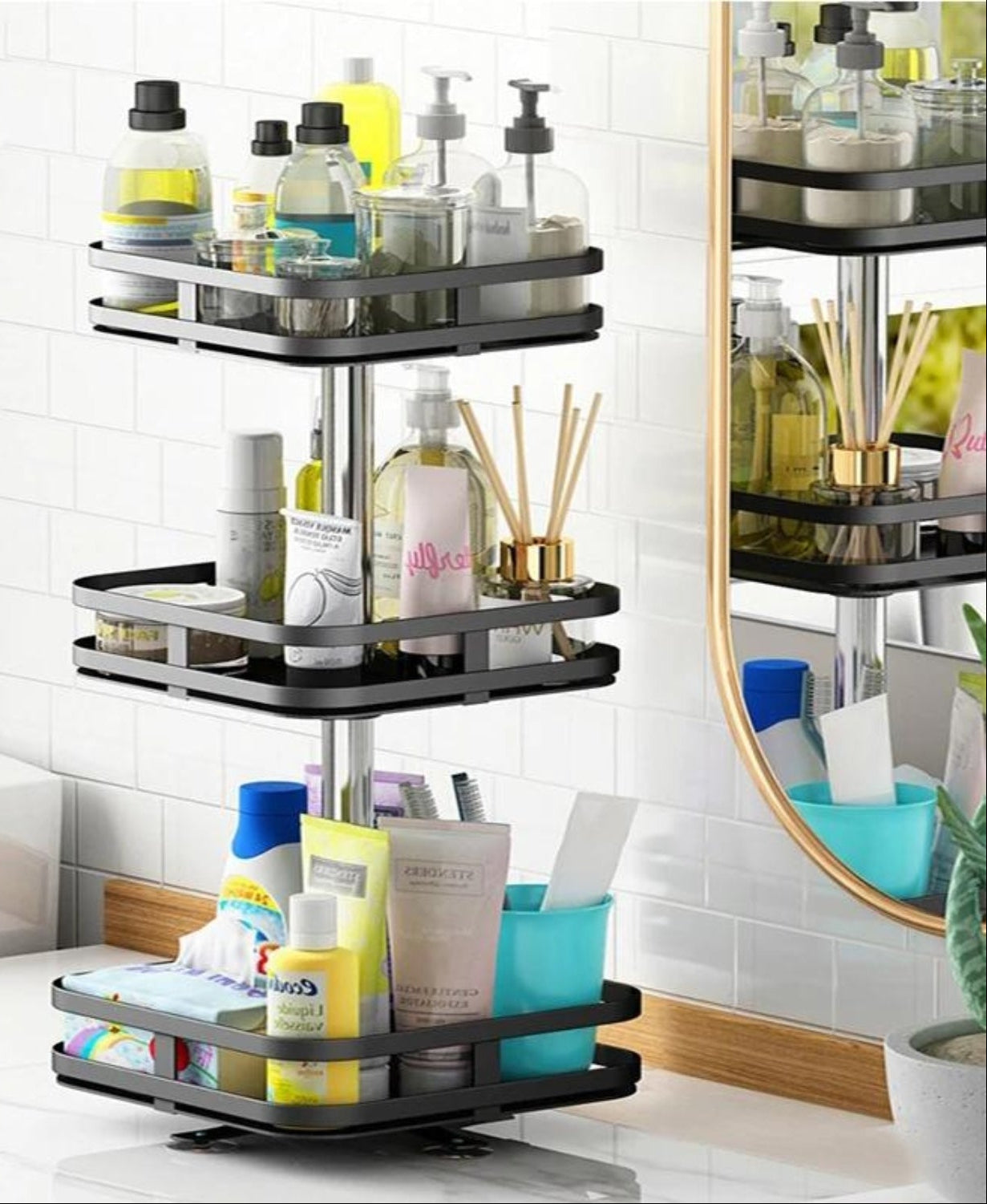 Organisateur rotatif pour cosmétiques, vue de face