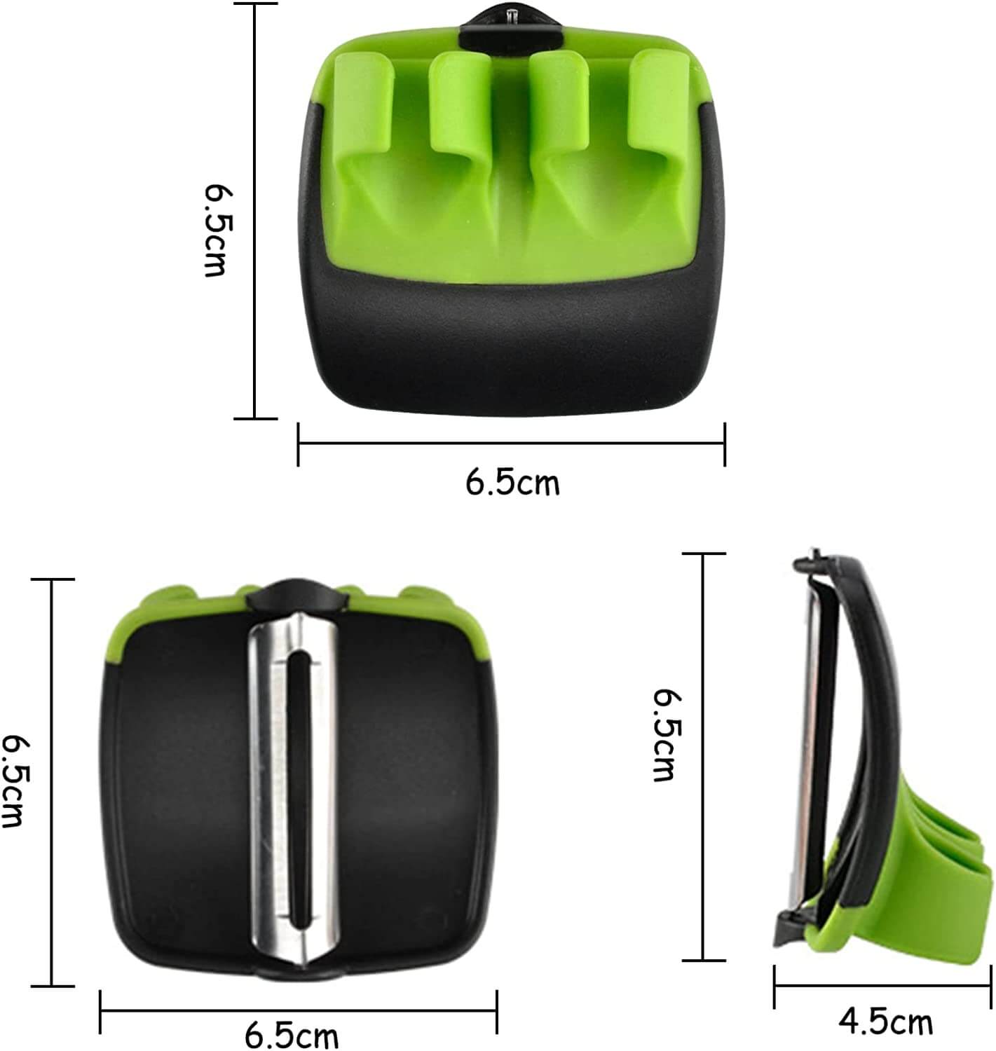 Éplucheur vert et noir, vue avant
