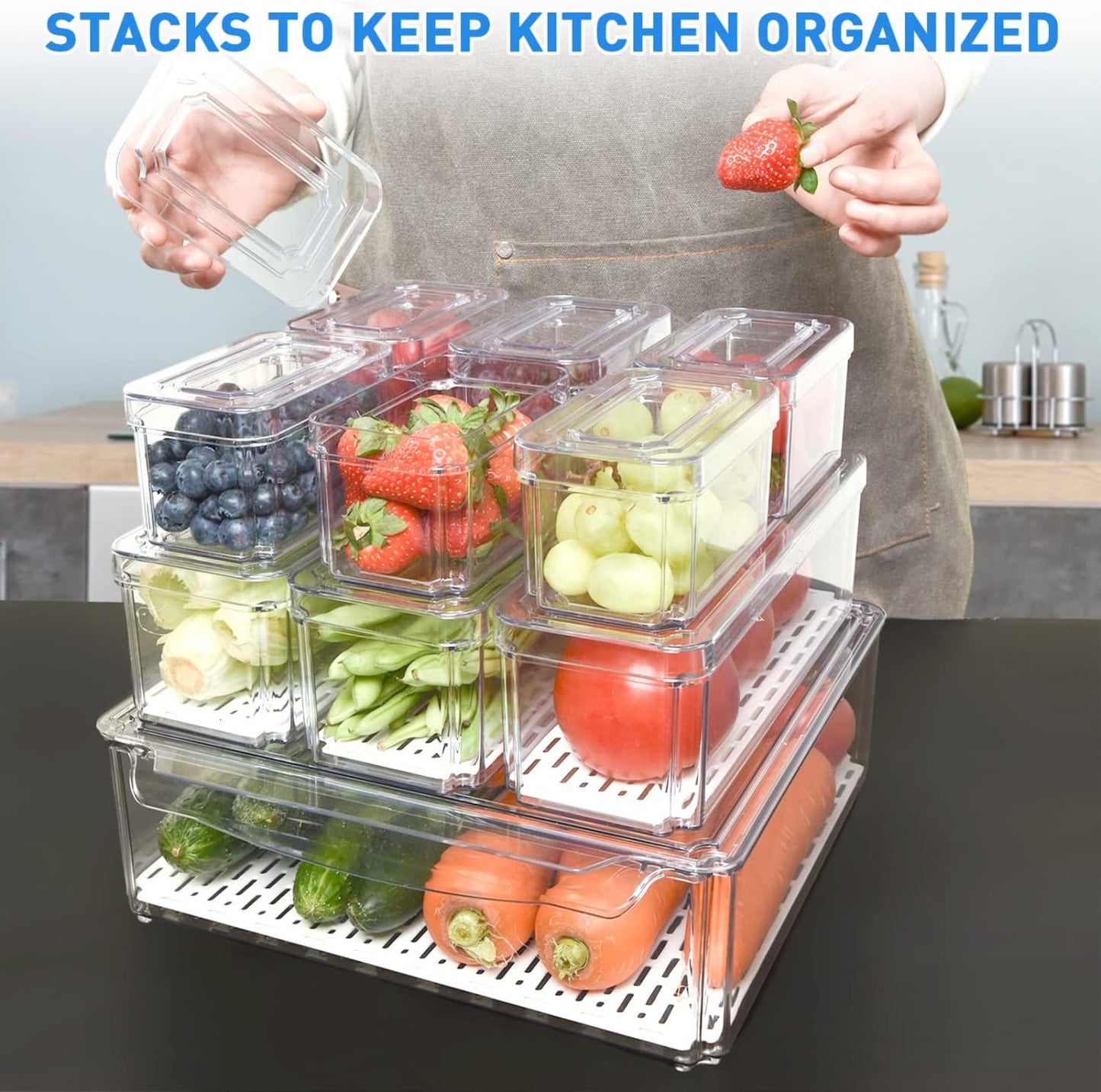 Boîtes de rangement transparentes pour aliments dans le réfrigérateur