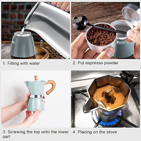 Percolateur octogonal en aluminium avec couvercle ouvert