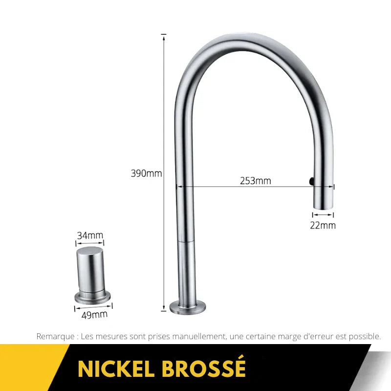 Robinet en nickel brossé avec bec rotatif