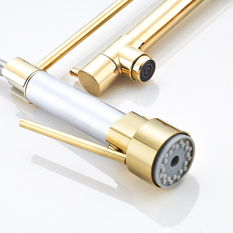 Robinet mitigeur cuisine avec douchette flexible et bec doré Le Mitigeur