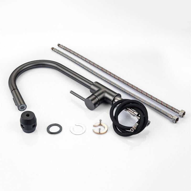 Robinet mitigeur cuisine avec douchette extractible col de cygne noir Le Mitigeur