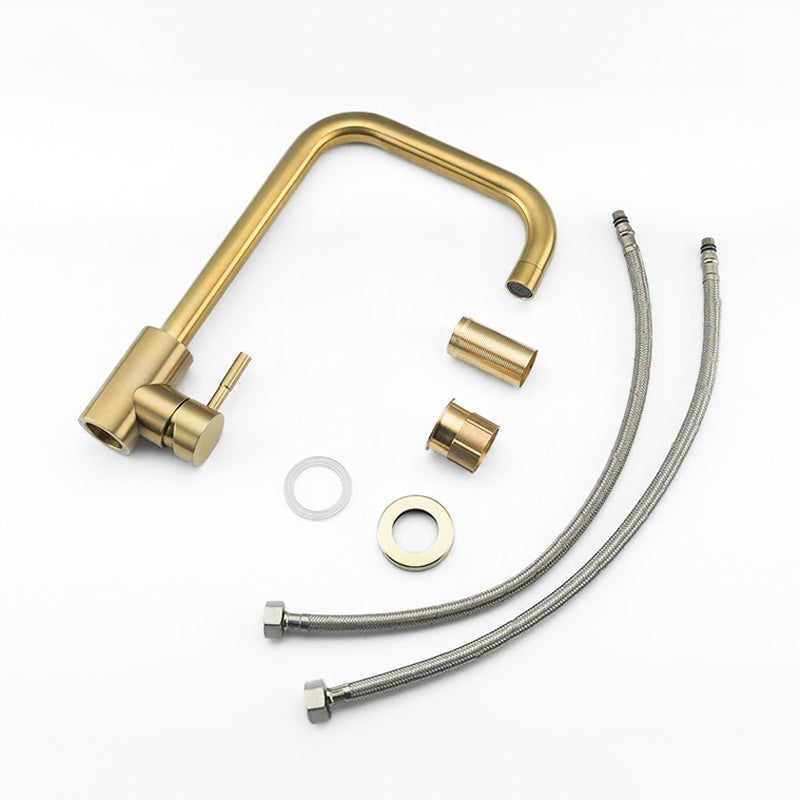 Robinet mitigeur cuisine col de cygne rectangulaire doré Le Mitigeur