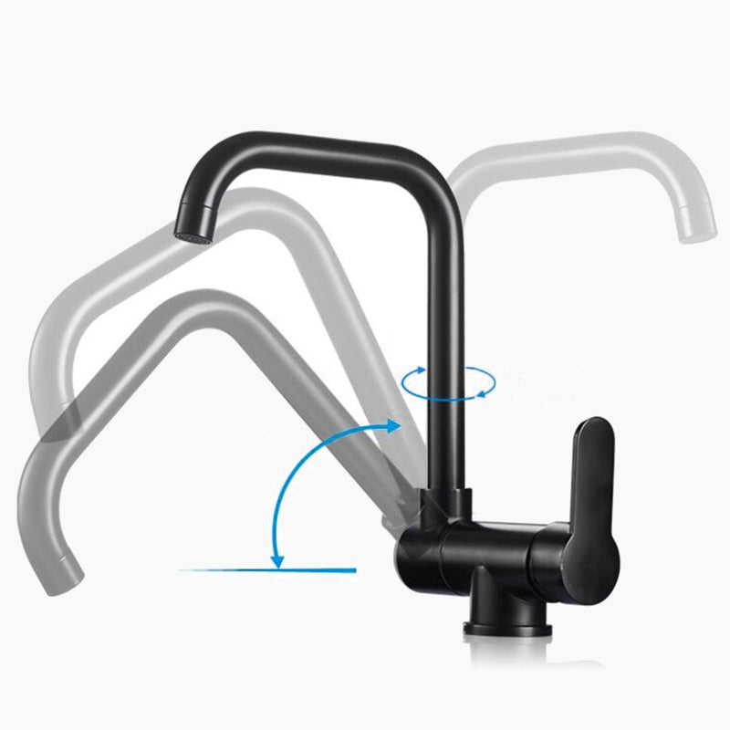 Robinet cuisine – double bec avec filtre, laiton noir Robinet cuisine – double bec avec filtre, laiton noir