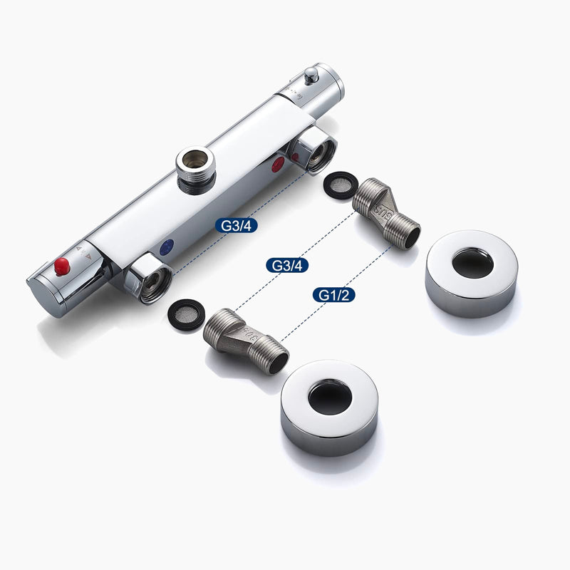 Robinet mitigeur thermostatique douche chromé 2 sorties DUPEL Le Mitigeur