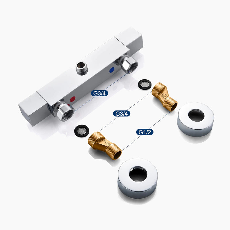 Robinet mitigeur thermostatique douche chromé 2 sorties EVO carré Le Mitigeur