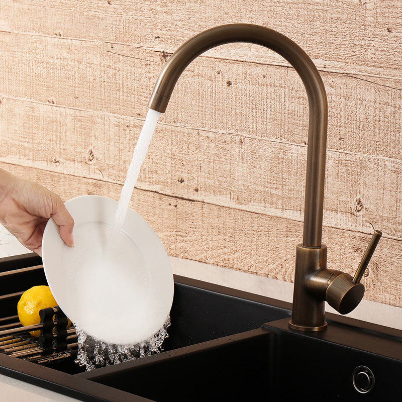 Robinet de cuisine en laiton antique avec bec pivotant