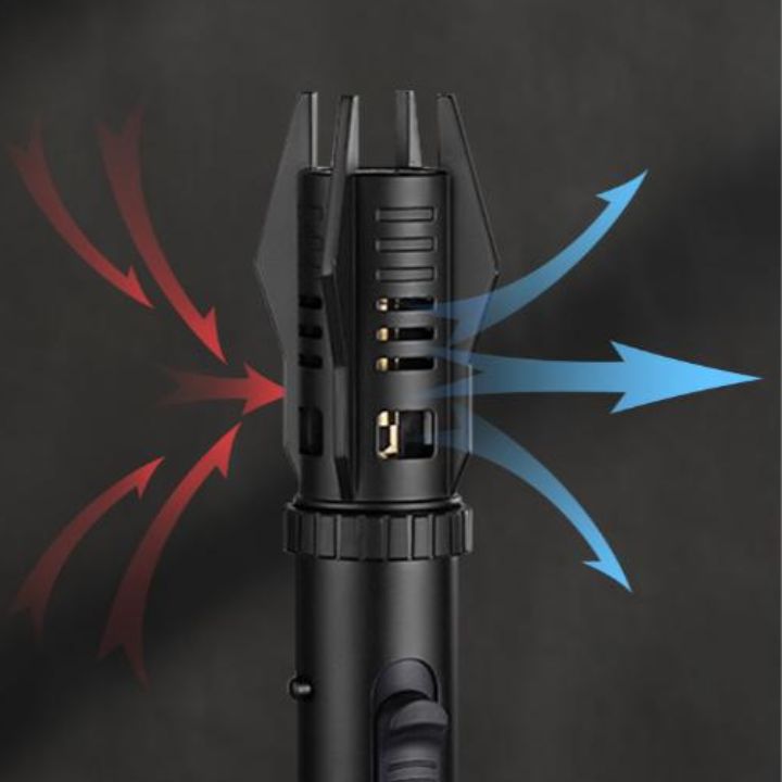 Briquet avec flamme bleue, démonstration de puissance