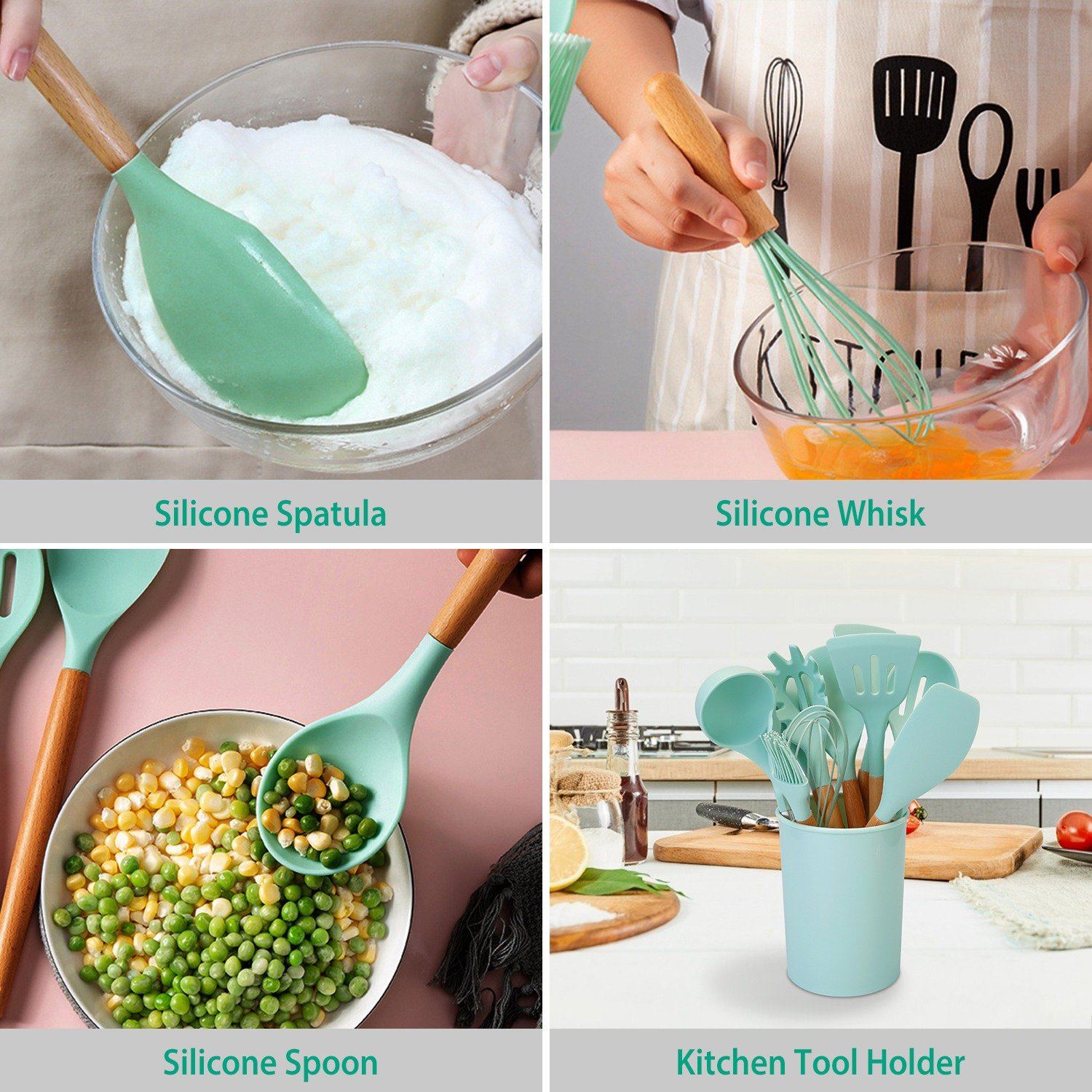 Spatule en silicone résistant à la chaleur, vue de côté