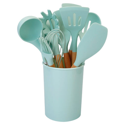 Ustensiles en silicone vert clair, ajoutant une touche de couleur