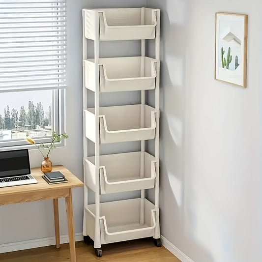 Chariot de rangement avec livres et fournitures de bureau