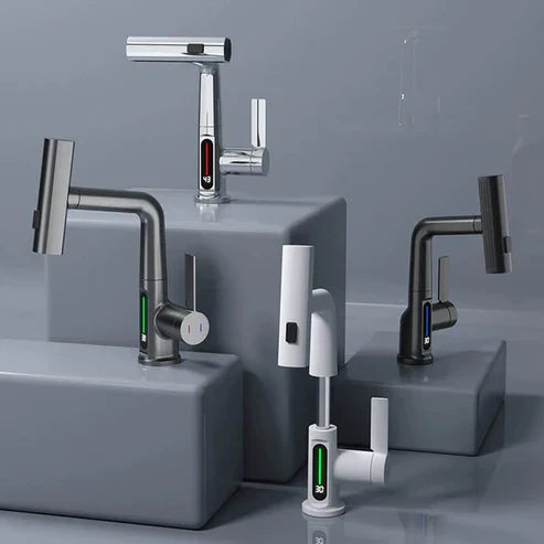 Robinet avec tuyau extensible de 60 cm pour atteindre tous les coins