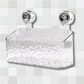 Étagère de douche avec shampoing et savon disposés