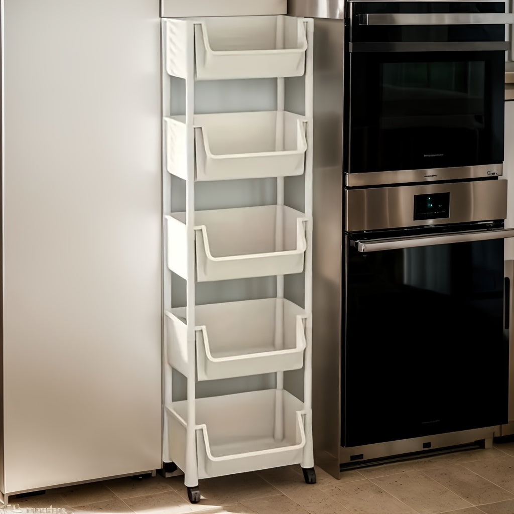 Chariot de rangement dans une cuisine moderne bien organisée