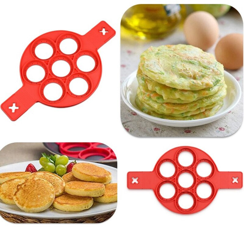 Poêle en silicone alimentaire, sept compartiments circulaires