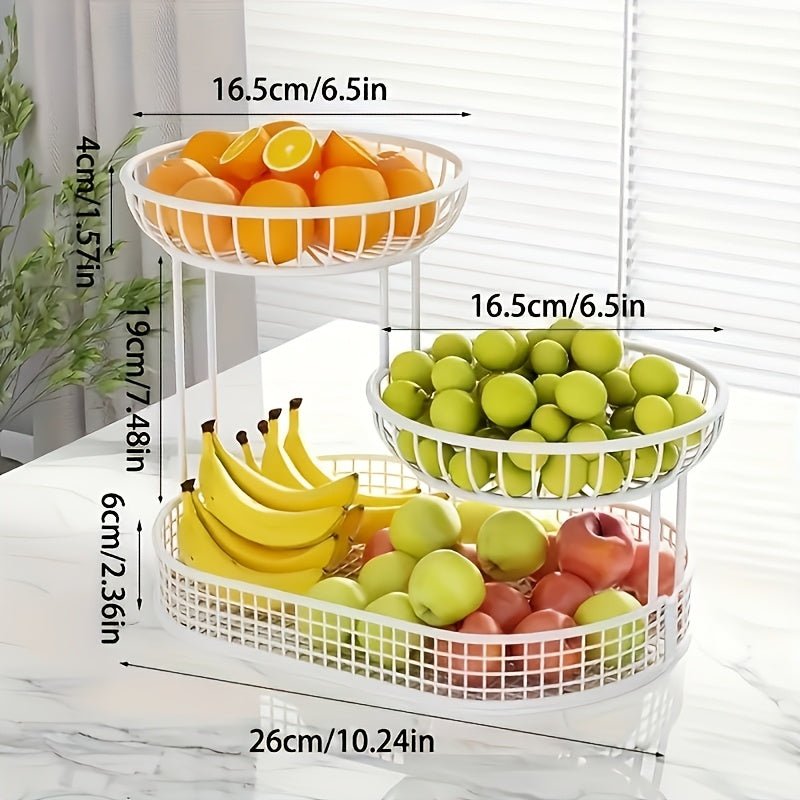 Panier à fruits doré à trois niveaux avec design ventilé
