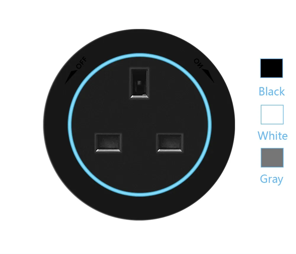 Vue latérale d'une prise murale universelle noire