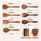 Ensemble d'ustensiles de cuisine en bois sur fond blanc