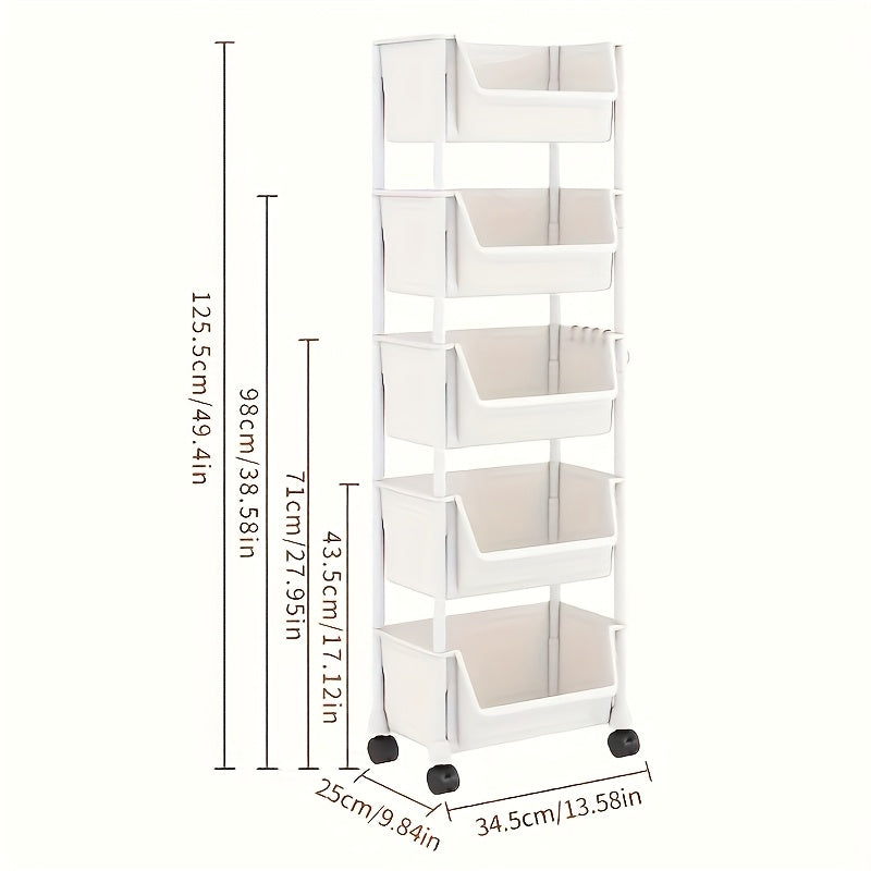 Chariot de rangement à trois niveaux en métal robuste