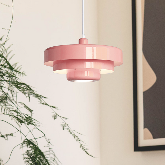 Lampe suspendue avec cordon ajustable et abat-jour doré