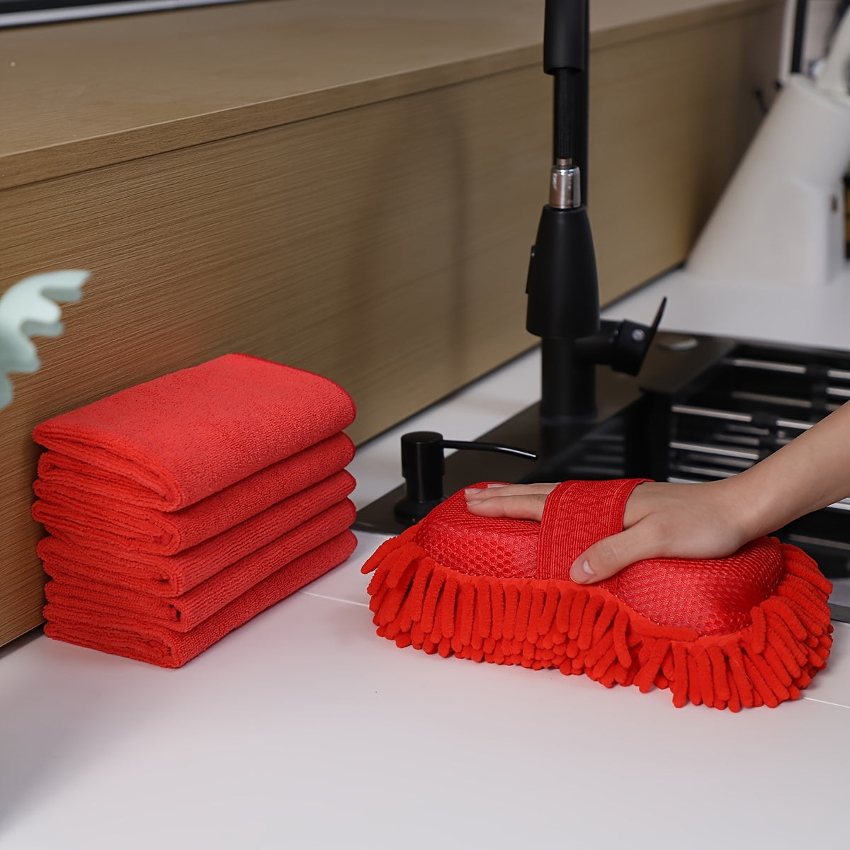 Serviettes en microfibre utilisées pour le ménage