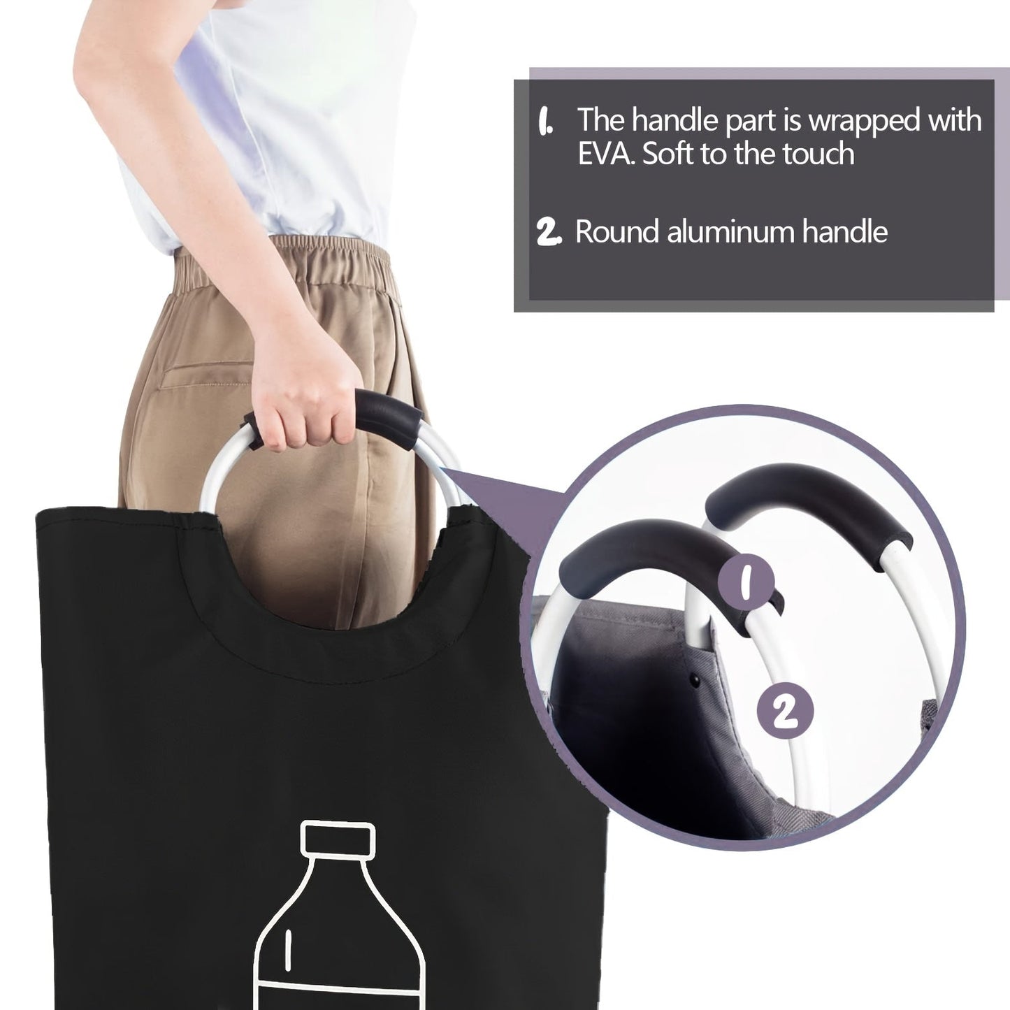 Sac de rangement avec symbole de recyclage sur le côté
