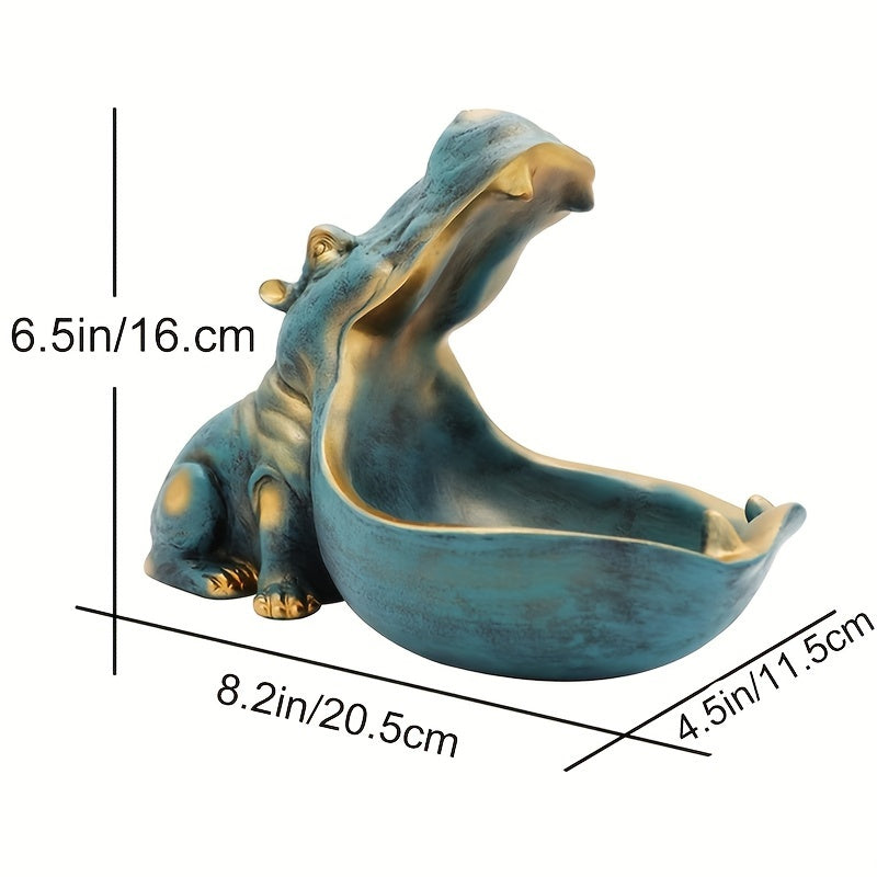 Hippopotame utilisé comme bac à fruits sur une table