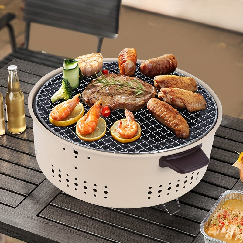 Grill portable avec poignée, idéal pour camping, vue détaillée