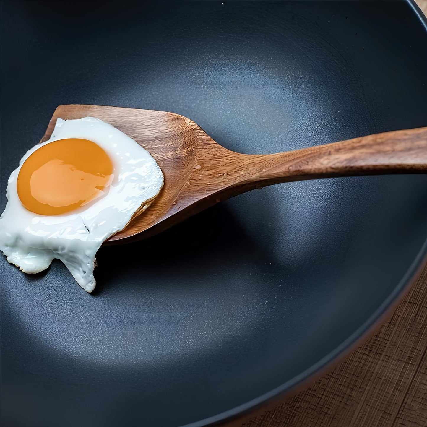 Ensemble d'ustensiles de cuisine en teck sur fond blanc