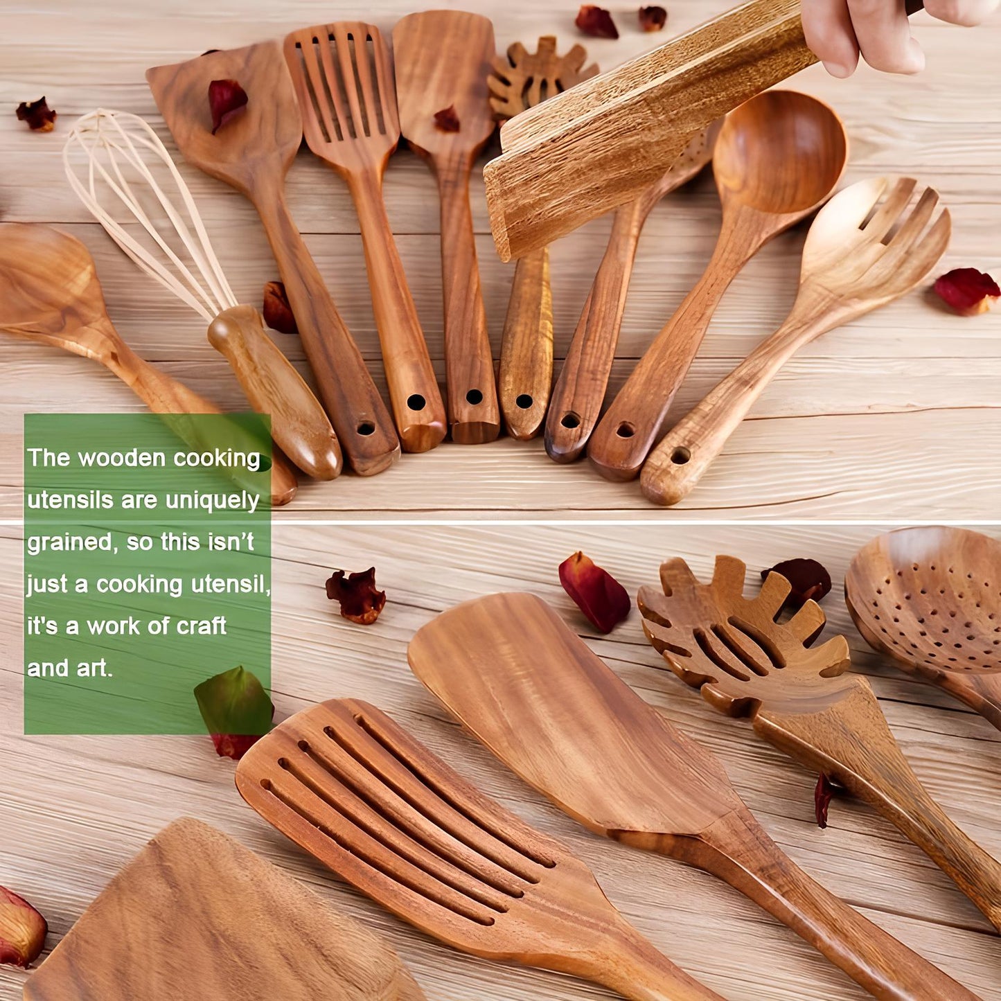 Accessoires de cuisine en bois, design élégant et fonctionnel