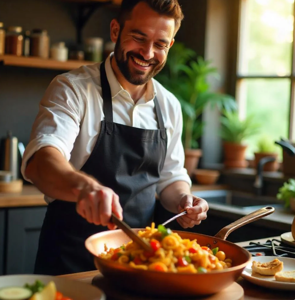 Poêle en cuivre montrant la base compatible avec l'induction
