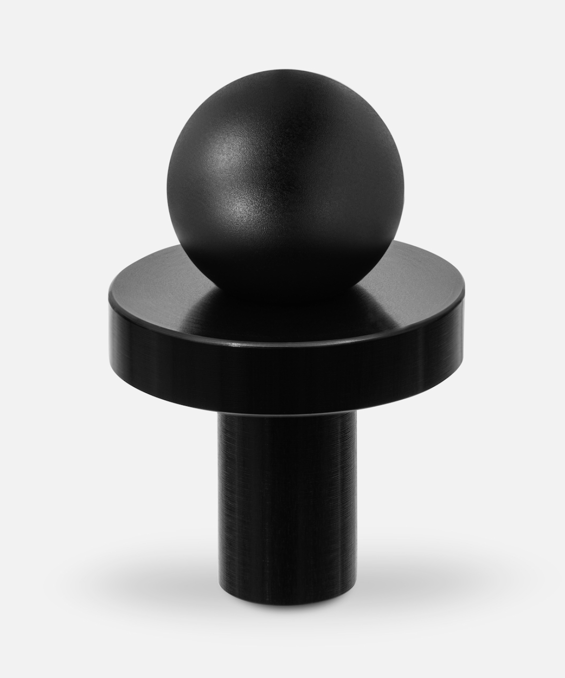 Bouton de meuble en laiton et acier, finition noire brossée