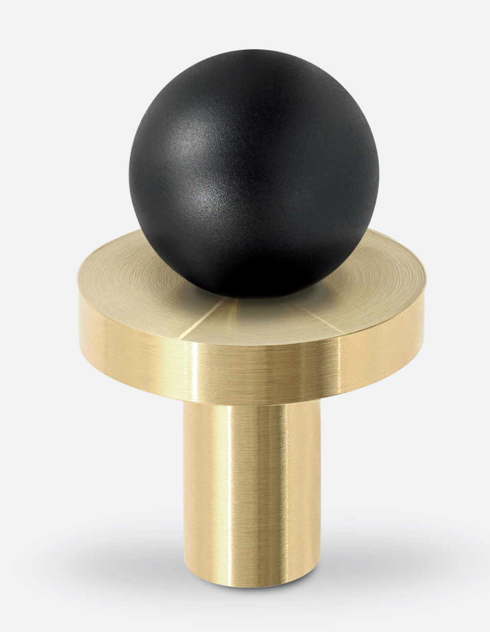 Bouton de meuble noir mat avec base or brossé