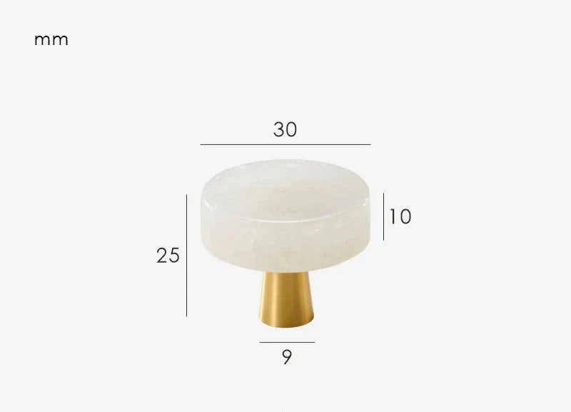 Bouton de meuble rond en laiton effet marbre perle