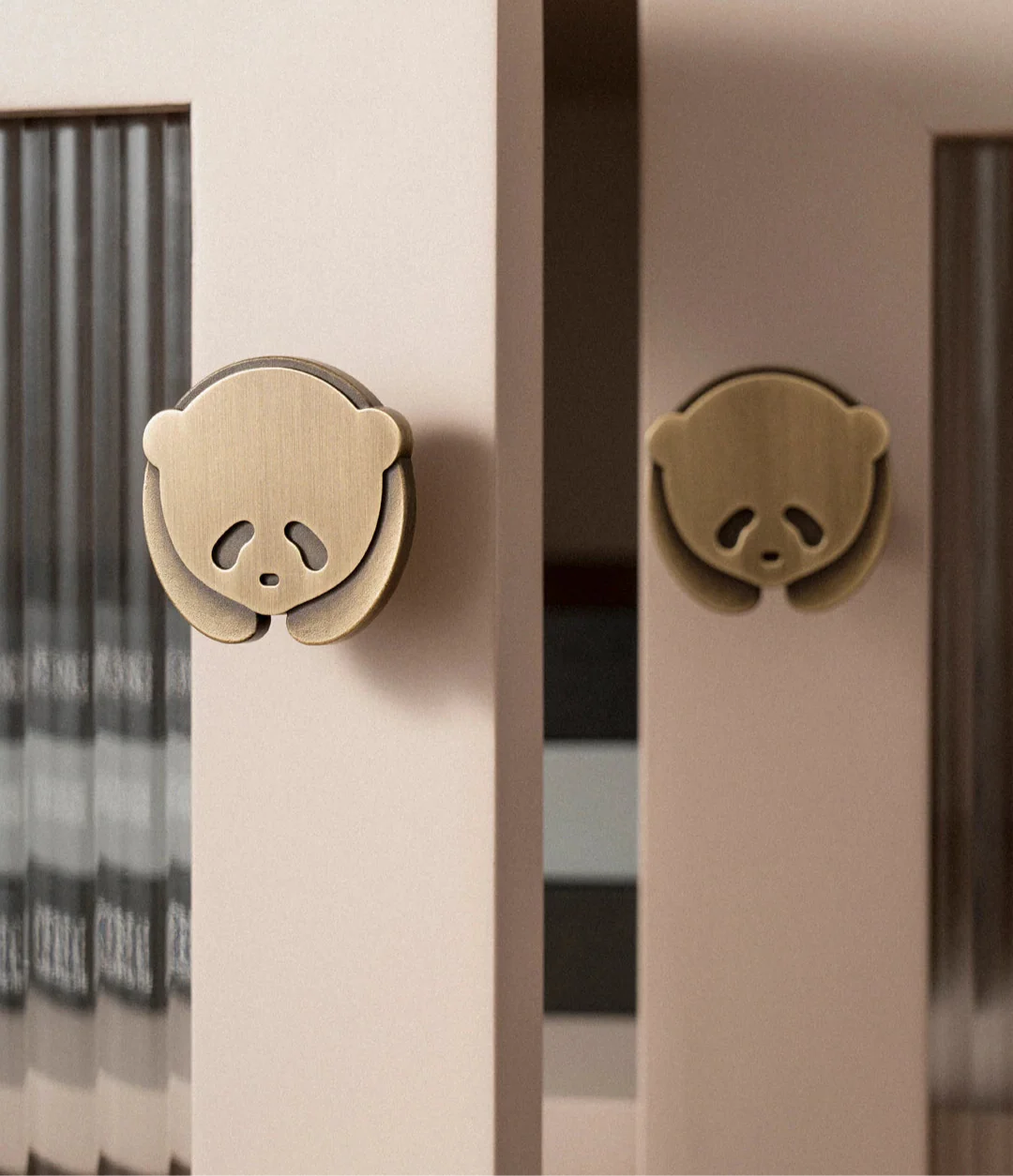 Bouton de meuble en forme de panda, laiton or brossé