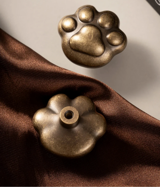 Bouton patte de chat en laiton, finition or brossé